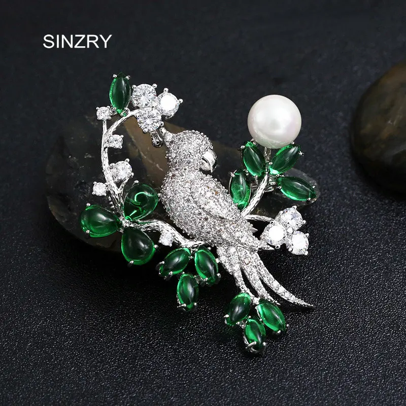 

SINZRY bridal party jewelry accessory Imitation pearl cubic zirconia bird brooch pin fashion lady personality scarf buckles