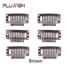 10 шт. черные волосы защелкивающиеся зажимы для наращивания U форма переплетения парик накладка из искусственных волос 9 зажимы для зубов Инструменты для укладки коричневый блонд 32 мм гребень для парика