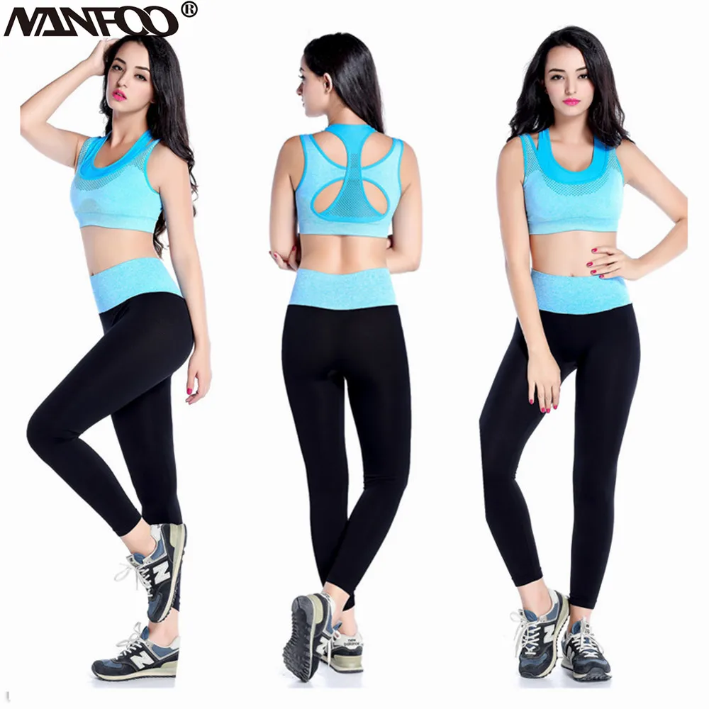 Women Sport Set Fitness Gym Running Set Yoga Bra+Pants Set Quick Drying