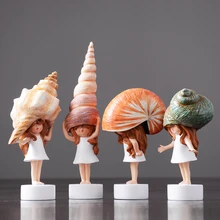 Modern Lovely Conch Girl Mini Cute Kawai sea snail baby resin fairy garden miniatures figurines Crafts Birthday wedding Gifts