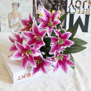 

1 Bunch 10 Heads Multicolor Artificial Lily Flower Bouquet Fake Flowers Bridal Flower for DIY Home Wedding Wreath Decoration