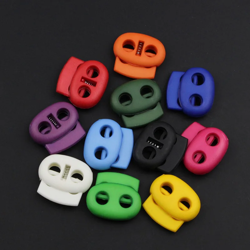 

10pcs/lot Mixed Colorful 5mm Hole Plastic Stopper Cord Lock Bean Toggle Clip Apparel Shoelace Sportswear Accessories