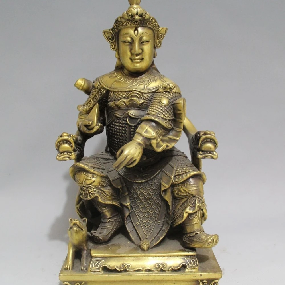 

13" Chinese Bronze Immortal Er Lang Yang Jian Er Lang Shen God General Statue