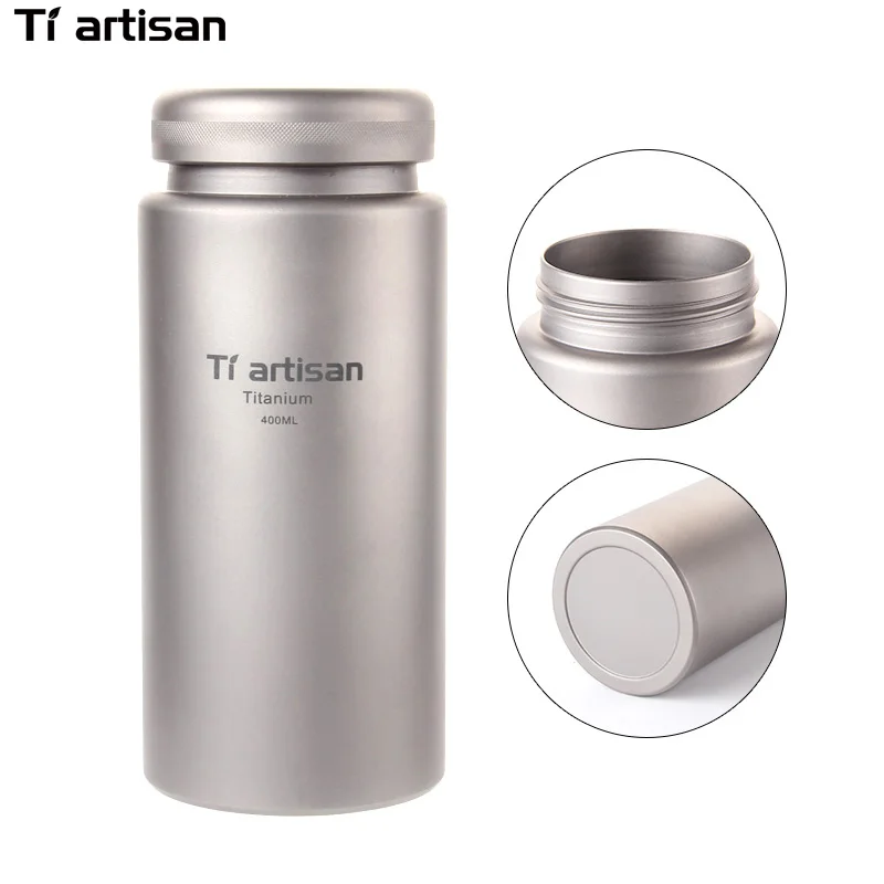 

Tiartisan 400ml Titanium Cycling Water Sport bottle Lightweight Drinkware with Titanium lid and bottle coatTa8381