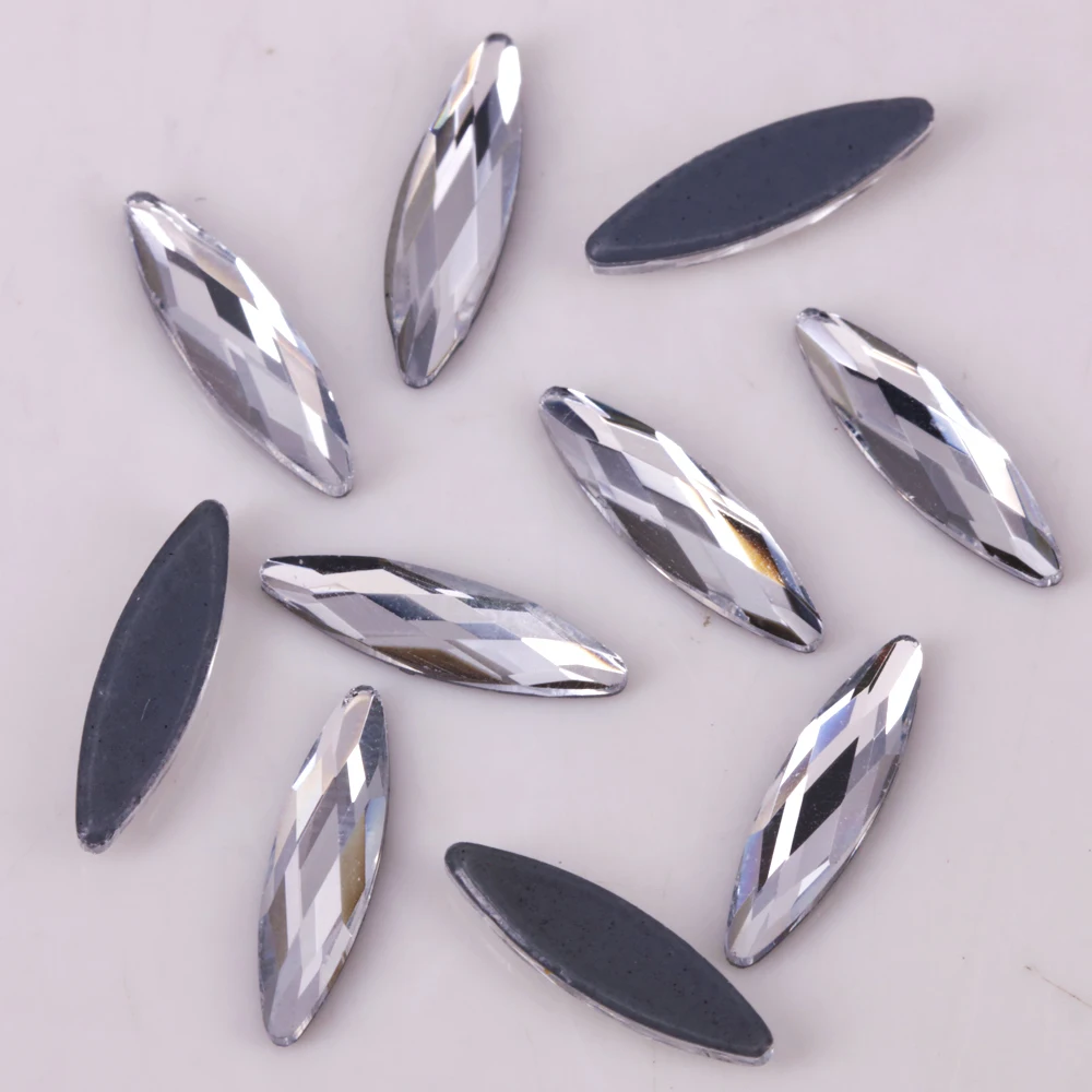 

Lead Free 3x11mm Crystal Clear Long Marquise Flat Back Hotfix Rhinestones / Iron On Flat Back Crystals