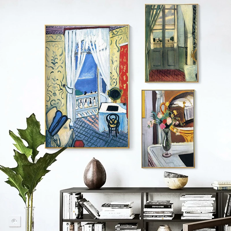

Scenery Outside Window Vase Flower Henri Matisse Fauvism Canvas Paintings Vintage Kraft Posters Wall Stickers Home Decor Gift