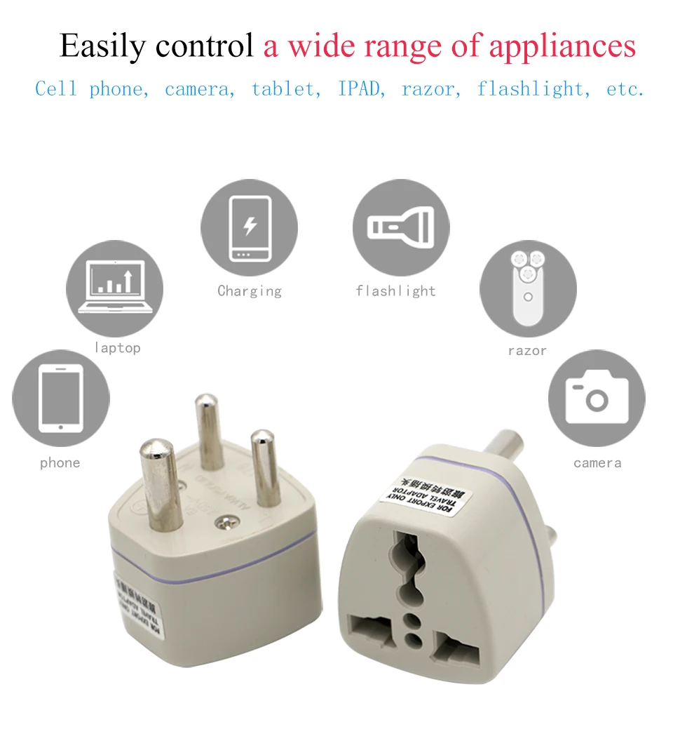 Universal UKUSEUAU to Small South Africa Plug AC Power Multi Outlet Adapter 3 pin Travel Converter Socket India travel (10)