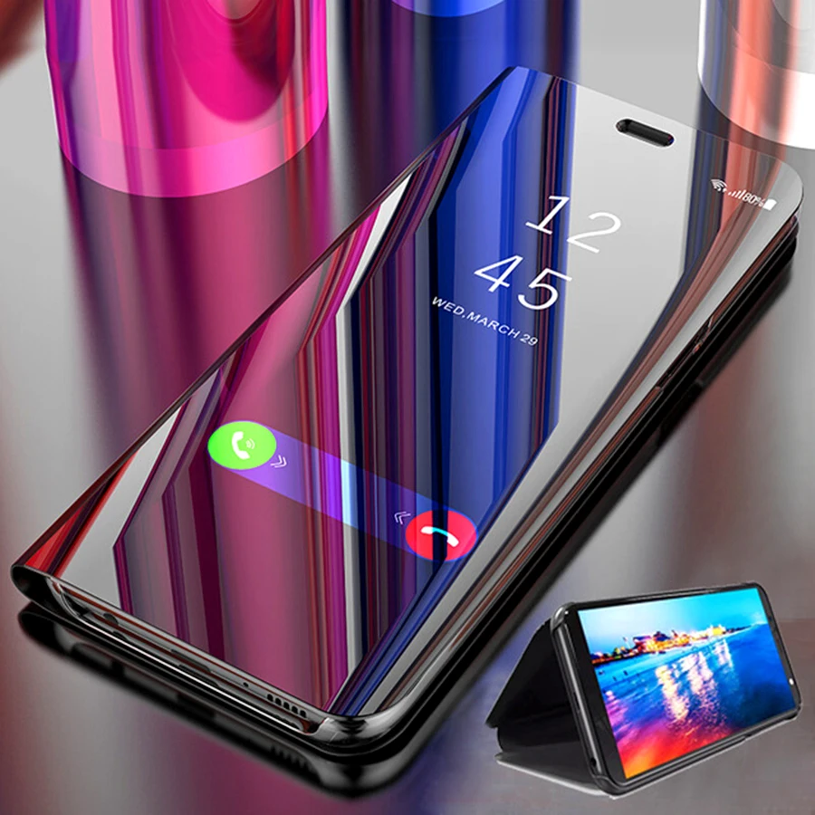 

mirror flip case on honor 8a cover cases for huawei honor 8a 8s 8x 8c 8 s x a c stand case honor8s honer 8s 8a 8c 8x coque funda