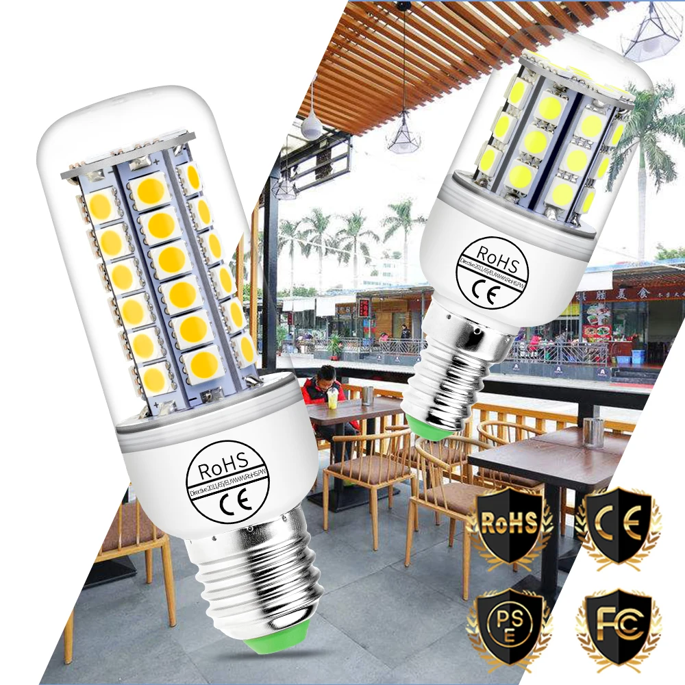 

Led Light Emitting Diode Lamp Corn Bulb 5050 E27 Home Led Light Bulbs E14 Led 220V Lamparas 24 30 36 48leds Chandelier Lighting
