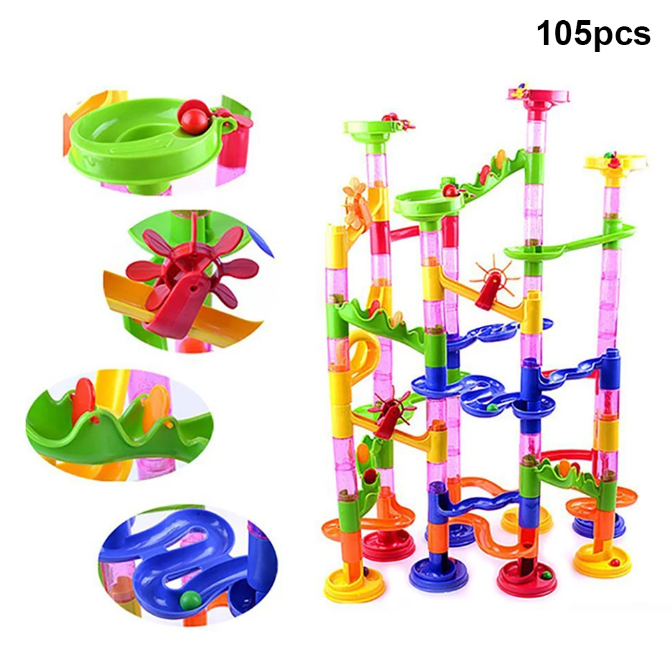 NEW DIY Marble Race Run Track Huge Construction Building Blocks Maze Ball Roll Toys Educational Toy Kid's Gifts Dropshipping