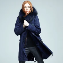 2017 Direct supply from factory Winter Fashion Long style women coats Parka Fox Collar Genuine leather