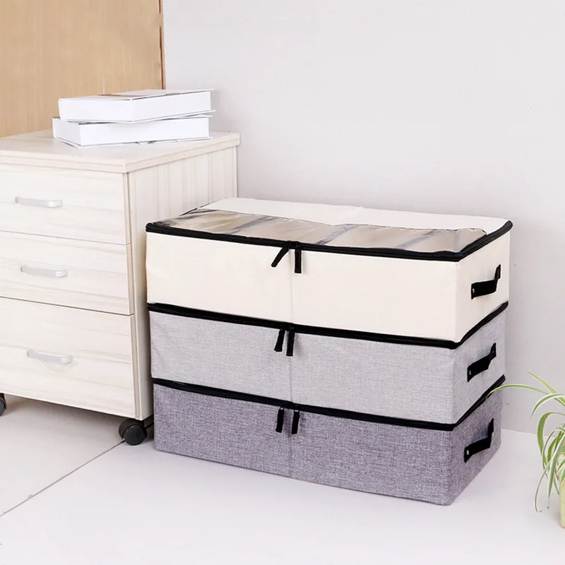 

Shoes Folding Storage Organzier Foldable Compartment Dustproof Thicken Wardrobe Closet Bra Covered Storage Box Cotton And Linen