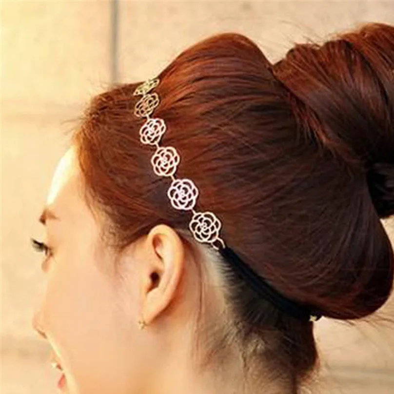 

2018 New arrival Hair Headdress flower Elastic Rope Fashion Elegant Rose Fine Hair accessories for women korean Beauty Maquiagem