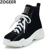 New Spring 2019 Platform Sneakers Women Height Increasing 5 cm Chunky Shoes Woman Breathable Plus Size 45 Ladies Wedge Shoes