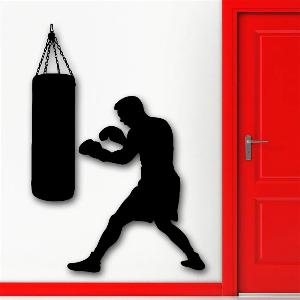 Boxing Boxer Sports Wall Decal Punching Bag Martial Sports Wall Sticker