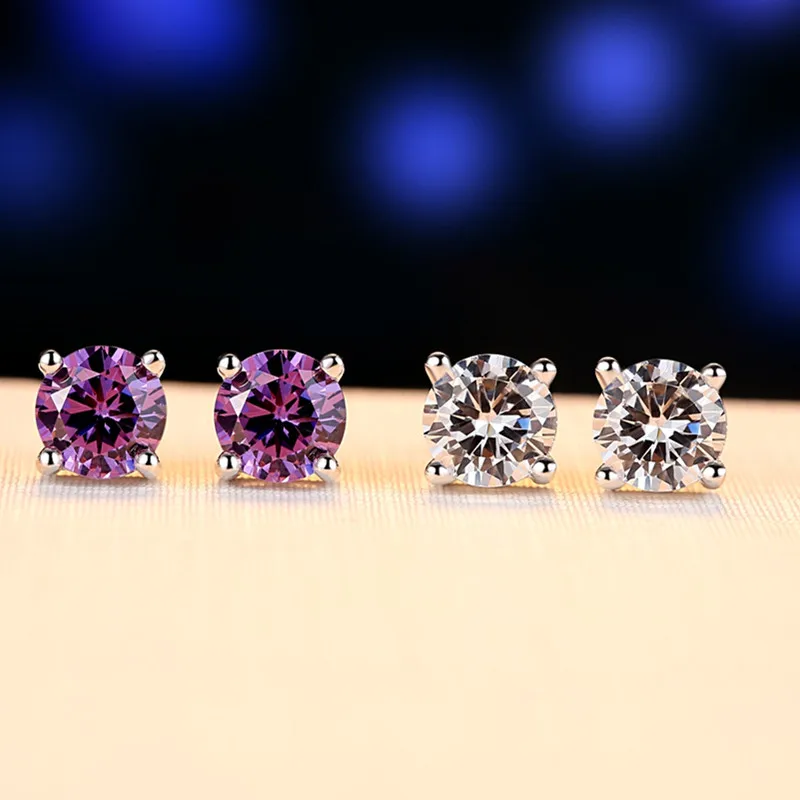 

Wholesale Stud Jewelry Sterling Silver Classic Brand Earrings for Women Zircon Stud free Box Solitarie Earrings Cheap