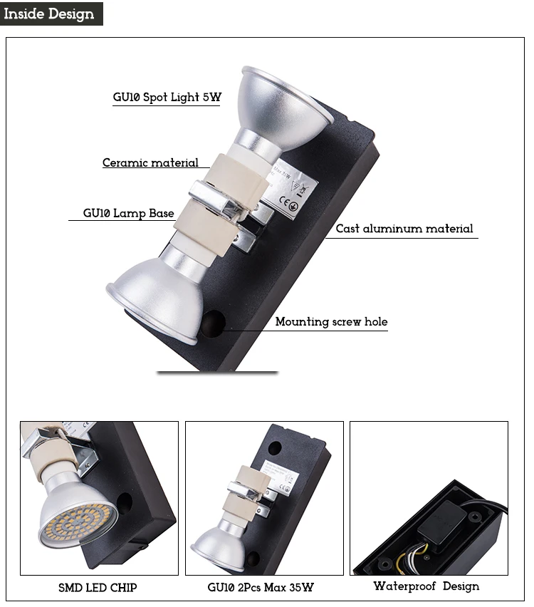 W022 led wall lamp inside design detail