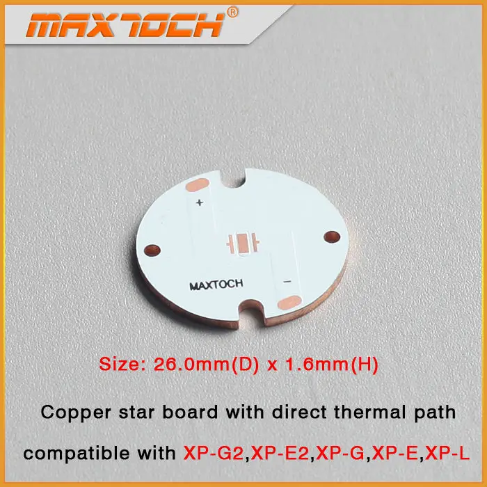 Maxtoch номер Медь MCPCB Cree XPG XPG2 XPE XPE2 XPL XP-G XP-G2 XP-E XP-E2 XP-L 26 мм x 1,6 мм прямой Термальность путь Медь звезда