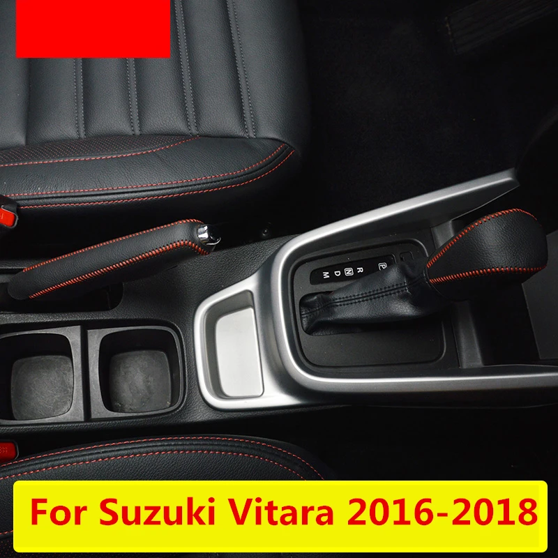 

For Suzuki Vitara 2016-2018 Leather Center Console Gear Shift decorative Sleeve Handbrake Protective Sleeve Interior Accessories