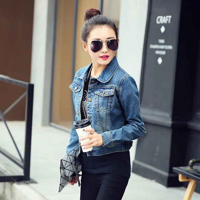 2018 New Spring Women's Jean Jackets Korean Short Casual Denim Jacket Women Coat Long Sleeve Outerwear abrigos mujer 1