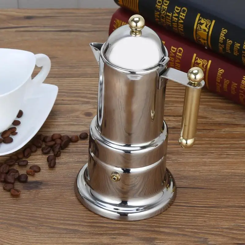 200 мл кофейник из нержавеющей стали Moka, Кофеварка, чайник, плита мокко, фильтр, Перколятор, кофейник, Перколятор, горшок