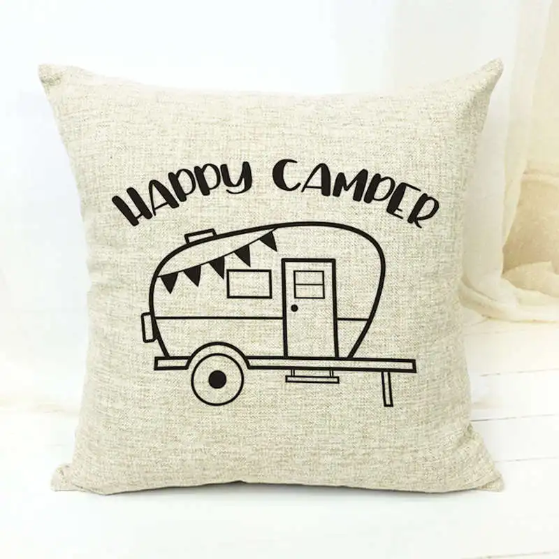 Простая наволочка с принтом из мультфильма «Happy Camper» 45X45 см, наволочка для офиса - Цвет: 7