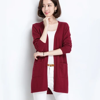 

Autumn and winter new cashmere jacket cardigan quality solid color V-neck loose simple comfortable warm sweater cardigan