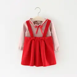 Everweekend малыша топик на завязках для малыша, для девочки плиссированное платье с футболки 2 шт. комплекты конфеты красный и зеленый цвет