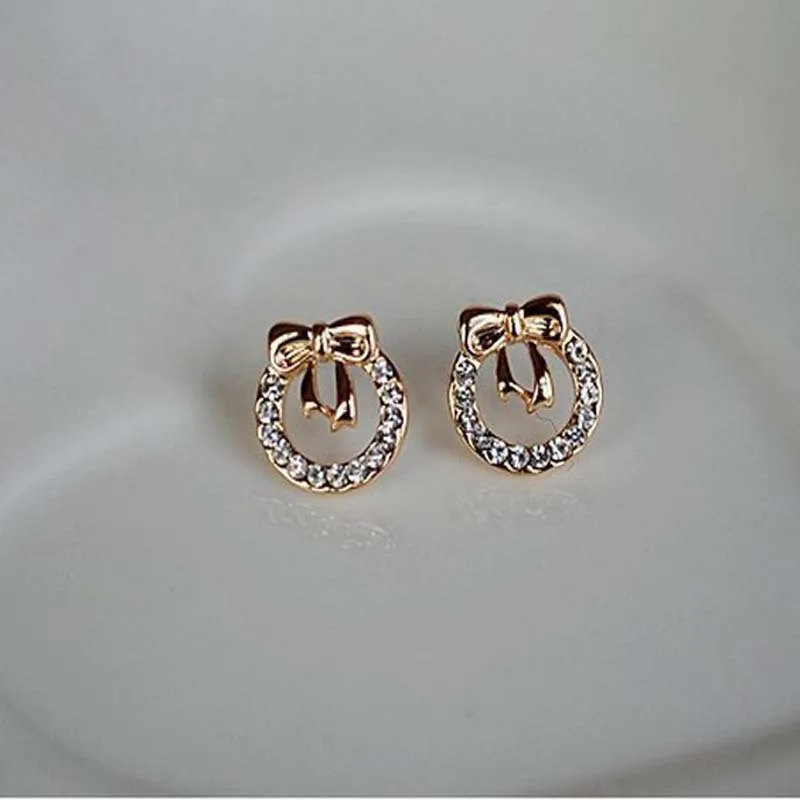 Unique Design New Classic Korean Fashion Earrings Bowknot Round
