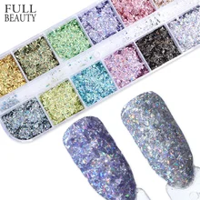 Полный красота нерегулярные Русалка красочные лазерная ногтей хлопья гвоздь книги по искусству лак для ногтей с блестками Маникюр DIY Декор блёстки гвозди