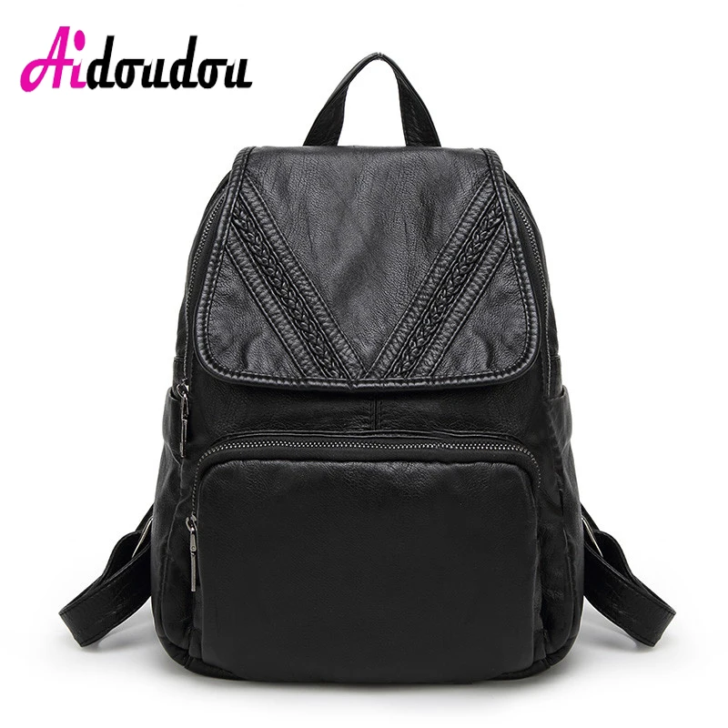 

AIDOUDOU BRAND Cute School Bags V Shape Knitting Backpack For Girls Travel Back Bag Fogareiro Luggage Flap Pocket Side Zipper