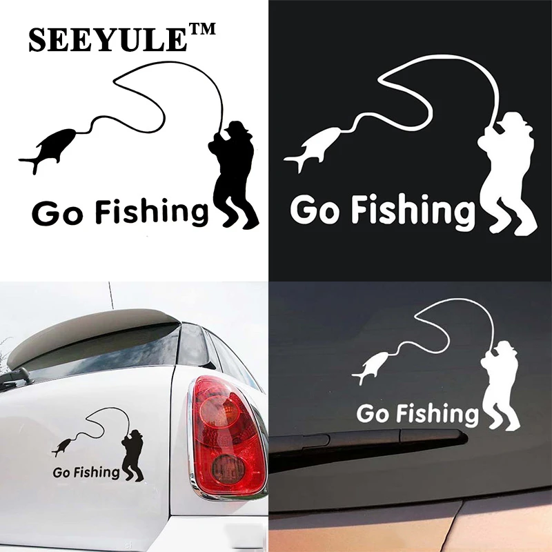 1pc Seeyule囲碁釣り車のステッカースタイリングビニールデカールトラックボート窓ステッカーカーアクセサリーデコレーションvwアウディトヨタ Car Accessories For Vwsticker Car Aliexpress