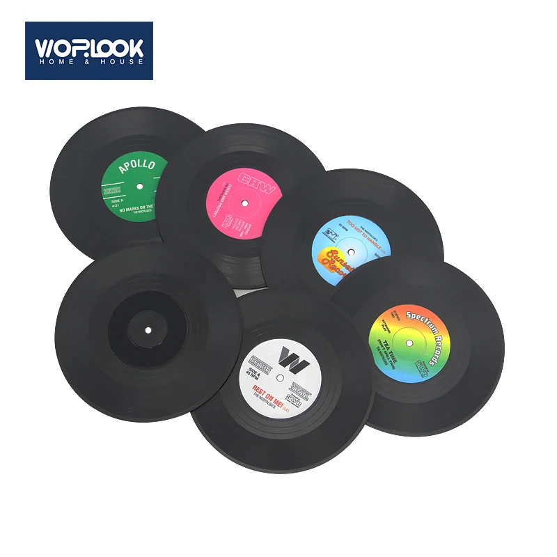 

2 4 6 PCS Creative Vintage CD Shape Disc Table Coaster Retro Record Placemats Eco-friendly Vinyl Mug Heat-resistant Cup Pads