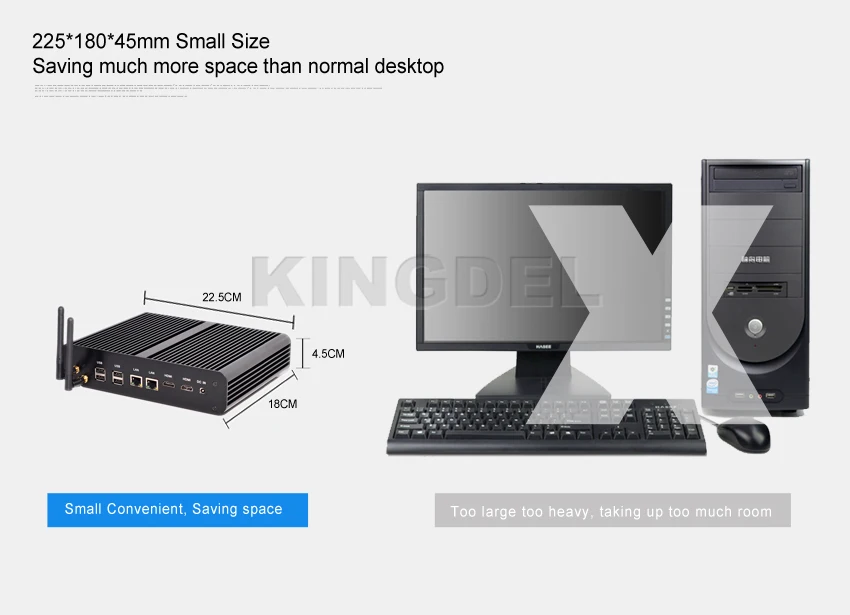 Kingdel Горячая Intel Core i7 5500U 5550U Dual LAN безвентиляторный мини-ПК 16 Гб ОЗУ микро компьютер Windows 10 Linux 2 * HDMI HTPC