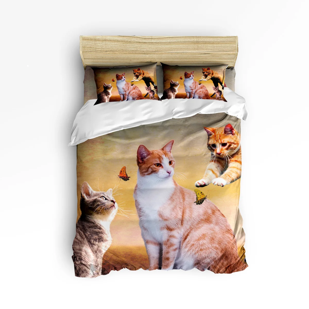 

Funny Butterfly 3D Cat Kitten 3 Pcs 4 Pcs Bedding Set Home Decor Duvet Cover Set Comforter Bedding Sets Adult Kids Free Shipping