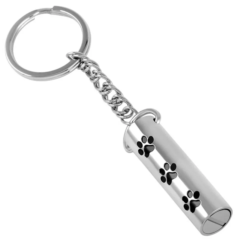 

IJD8473 Dog/Cat Paw Prints Cremation Keychains For Pet Keepsake Jewelry 316L Stainless Steel Cylinder Key chain For Ashes