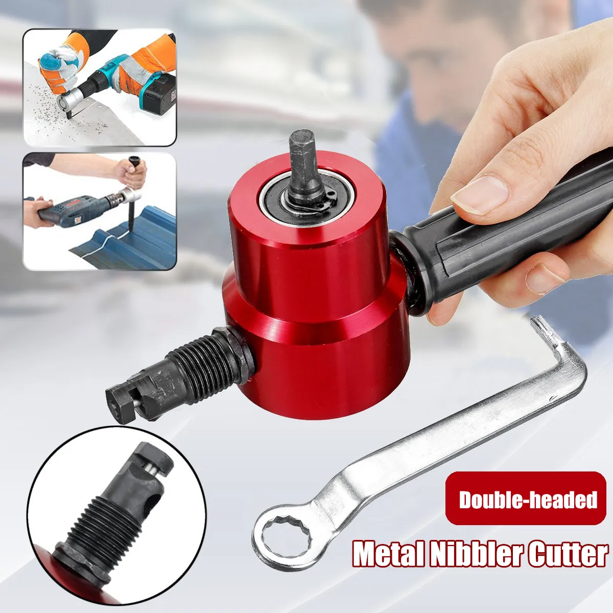 

Nibble Metal Cutting Double Head Sheet Nibbler Saw Cutter Tool Drill Attachment Free High-carbon Steel Cutting Metalworking Tool
