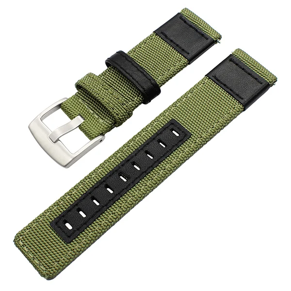 Тканый нейлоновый и кожаный ремешок для часов 22 мм быстрый выпуск для samsung gear S3 классический Frontier часы ремешок из нержавеющей стали с пряжкой - Цвет ремешка: Green S
