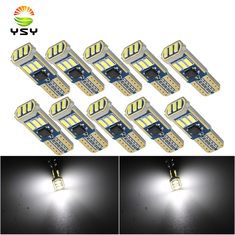 YSY 10pcs t10 led Canbus No Error Light W5W 4014 9smd White 12v Bulbs