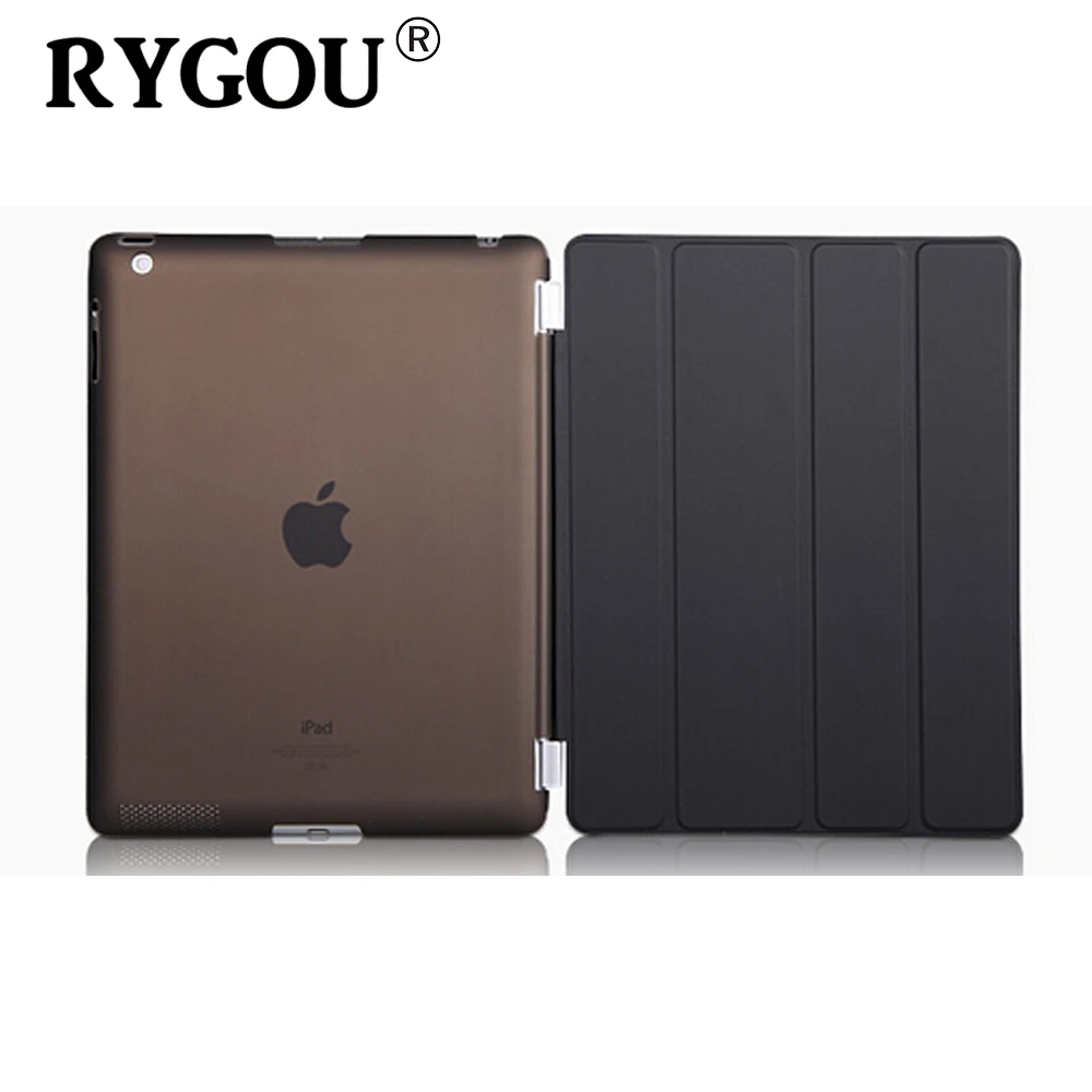 RYGOU For Apple ipad 2 3 4 PU Leather Case Magnetic Front Smart Cover+Clear or Matte Solid Hard Back Case Shell for iPad 2 Case apple-ipad-case : image RYGOU For Apple ipad 2 3 4 PU Leather Case Magnetic Front Smart Cover+Clear or Matte Solid Hard Back Case Shell for iPad 2 Case apple-ipad-case