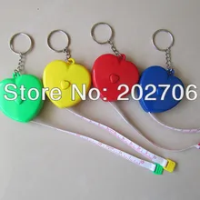 150 см/60 дюймов в форме сердца измерительная лента подарок промотирования лента для талии, с красиво очерченной измерения тела с кольцом для ключей 50 шт./лот