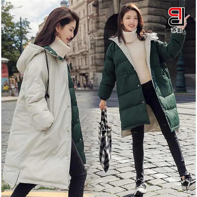 

Brieuces 2018 Winter Jacket Women Long Parkas for Coat Fashion Female Down Jacket Hooded Faux Fur Collar Winter Coat Women