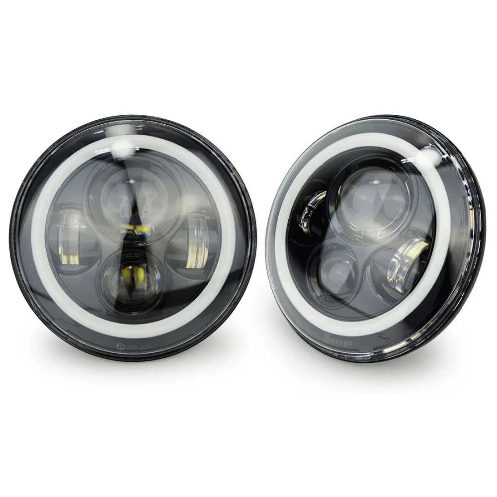 

Safego 7 Inch Round High Low Headlight with Amber Signal Halo Ring Angle Eyes for 97-15 Jeep Wrangler JK TJ Harley Davidson