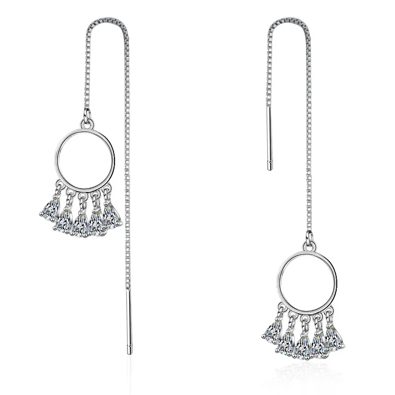 round circel long  tassel earrings (8)