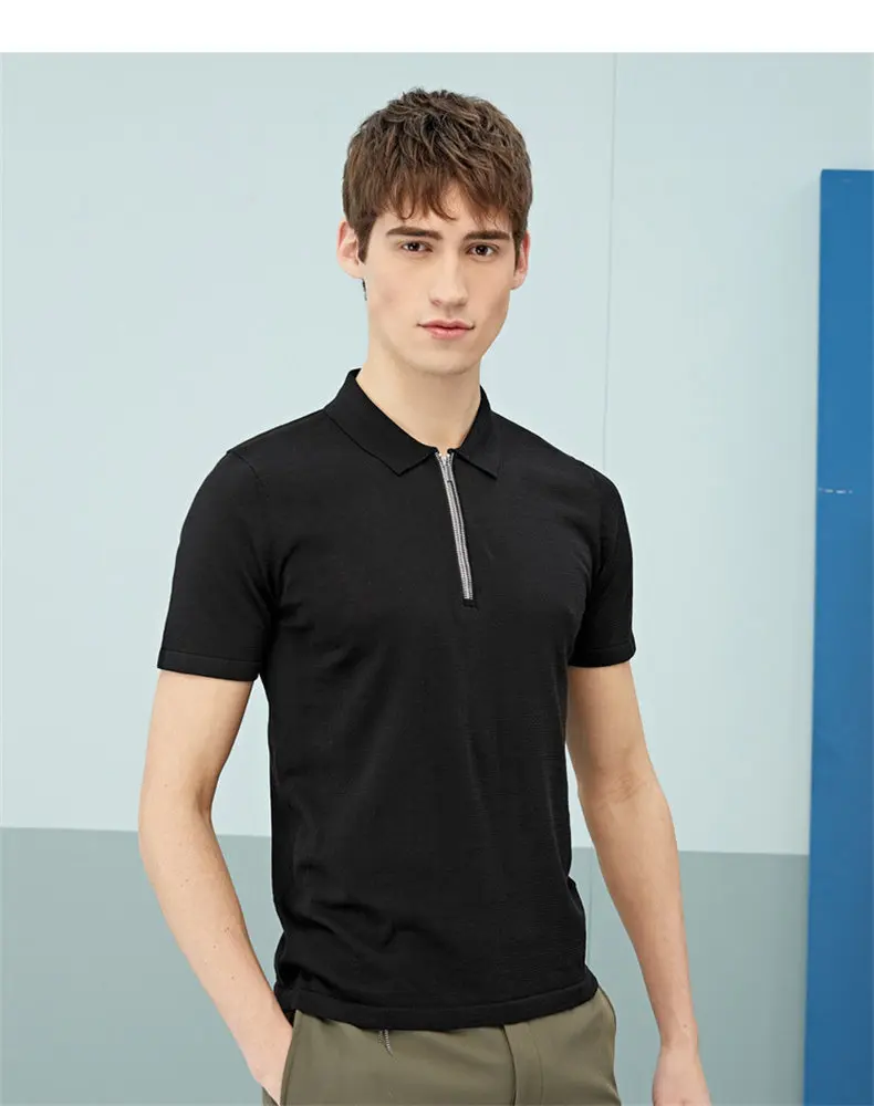MuLS Luxury Real Silk Polo Shirt Men Knitted Half Zipper Polo Shirt Mulberry Silk Short Sleeve Soft Comfortable Plus Size 4XL 1