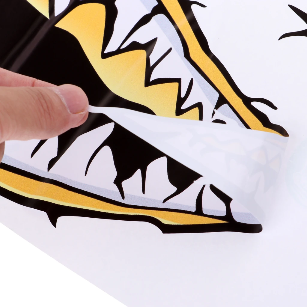 2 Pieces Waterproof Shark Teeth Mouth Decals Sticker for Kayak Canoe Fishing Inflatable Boat Surfboard Car Bumper Laptop Window