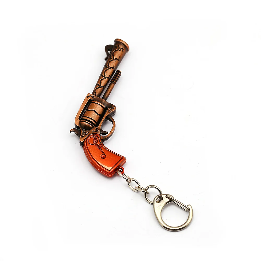 Hot Game Keychain Holder Metal Weapon Pendants Gun Model Accessory Battle Royale Keyring For Men Car Revolver Toy