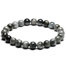 Настоящий AAA+ натуральный камень серый орлиный глаз Falcon Eye бисер браслет для мужчин и женщин ювелирные изделия из бисера ювелирные изделия унисекс Исцеление питания подарок