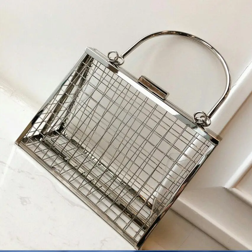 

Hollow-out Metal Iron Net Design Ladies Party Handbag Shoulder Bag Chain Crossbody Mini Bag Vintage Bolsa Totes Bag Purse