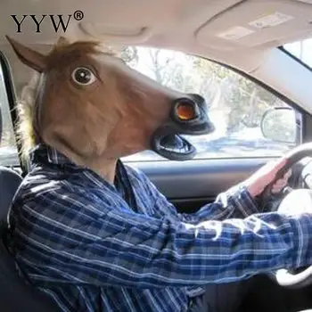 

Horse Mask Halloween Funny Horse Head Mask Latex Creepy Mascaras Animal Costume Props Theater Prank Crazy Party Halloween Decor
